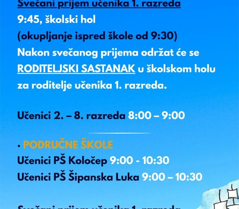 Obavijest o početku nastave